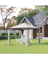 Outsunny 10' x 10' Outdoor Gazebo Patio Gazebo Canopy with Curtains