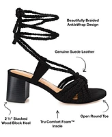 Journee Signature Women's Railee Braided Block Heel Sandals