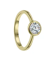 Rachel Glauber Ra 14k Gold Plated with Cubic ZIrconia Modern Bezel Ring