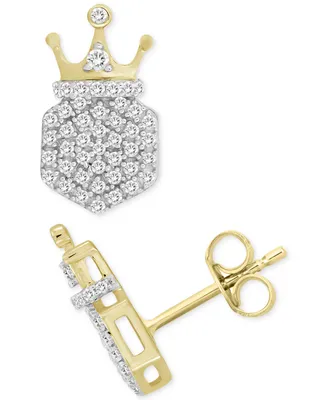 Men's Diamond Crown Cluster Stud Earrings (1/4 ct. t.w.) in 10k Gold