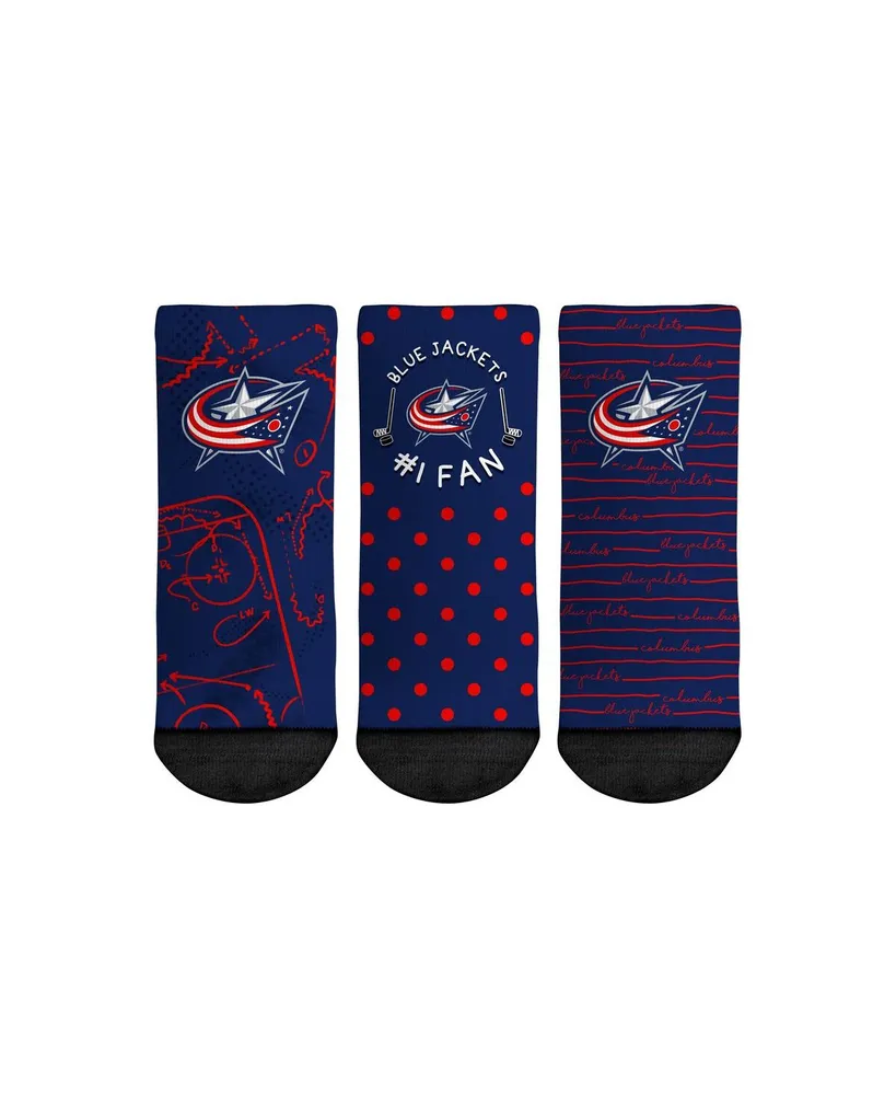 Toddler Boys and Girls Rock 'Em Socks Columbus Blue Jackets #1 Fan 3-Pack Crew Socks Set