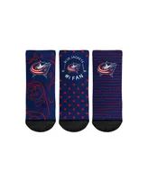 Toddler Boys and Girls Rock 'Em Socks Columbus Blue Jackets #1 Fan 3-Pack Crew Socks Set