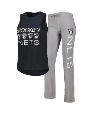 Women's Concepts Sport Gray, Black Brooklyn Nets Team Tank Top and Pants Sleep Set