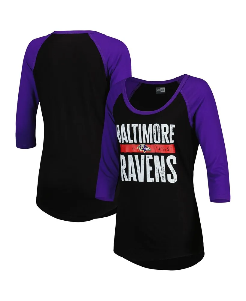 Lamar Jackson Baltimore Ravens Fanatics Branded Women's Vintage Player Name & Number Raglan 3/4-Sleeve T-Shirt - Cream/Purple