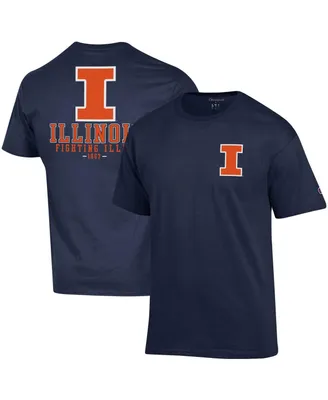 Men's Champion Navy Illinois Fighting Illini Stack 2-Hit T-shirt