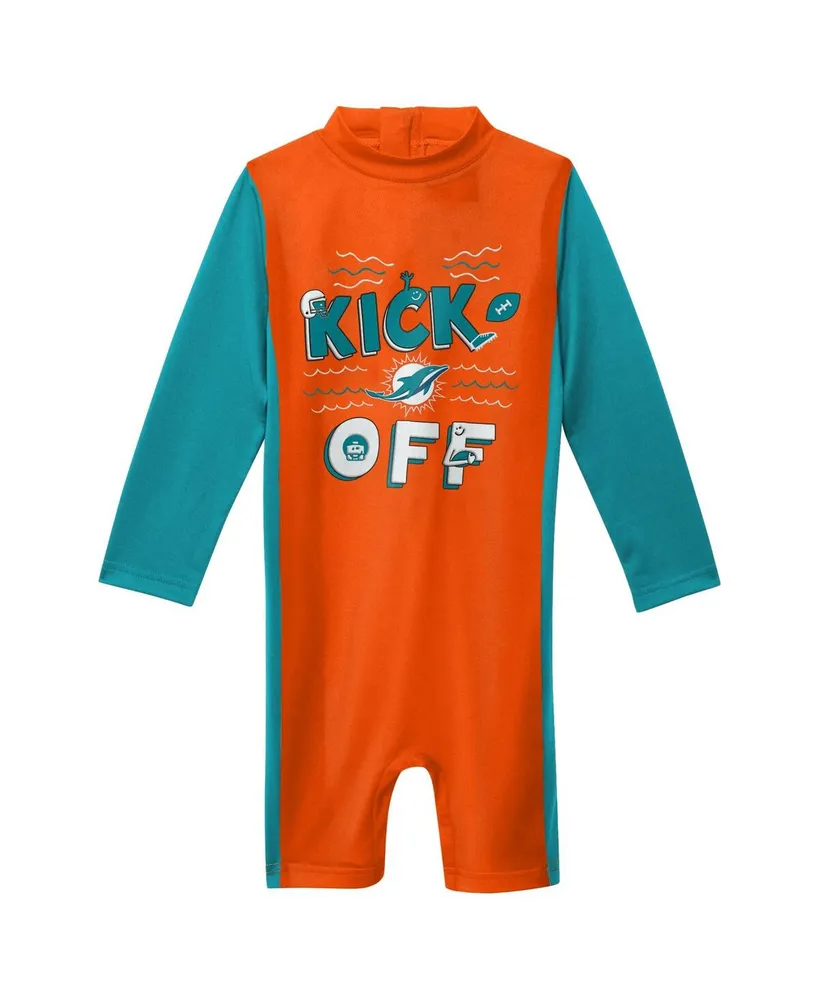 Toddler Boys and Girls Orange Miami Dolphins Wave Runner Long Sleeve Wetsuit