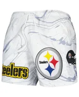 Men's Pro Standard White Pittsburgh Steelers Allover Marble Print Shorts