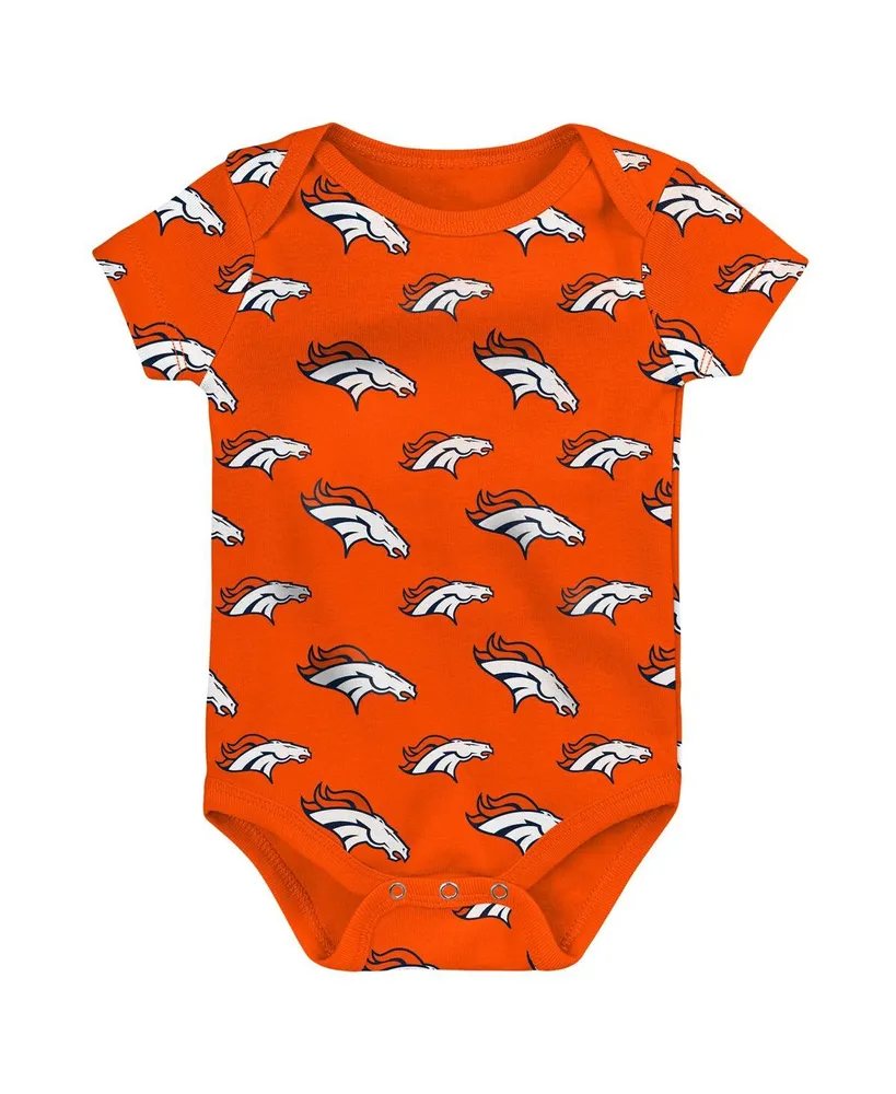 Newborn and Infant Boys Girls Orange, Gray Denver Broncos Two-Pack Double Up Bodysuit Set