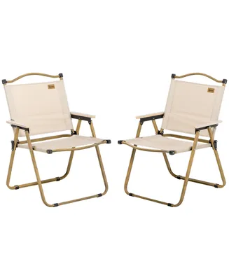 Outsunny Set of 2 Folding Camping Chair, Portable Armchairs,