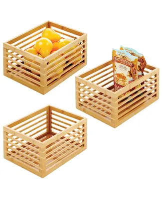 mDesign Bamboo Slotted Kitchen Pantry Organizer Bin - 3 Pack