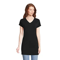 Lands' End Women's Short Sleeve Jersey Extra Long V neck Tunic