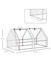 Outsunny 6' x 3' x 3' Portable Mini Greenhouse Outdoor Garden with Large Zipper Doors and Water/Uv Pe Cover, White