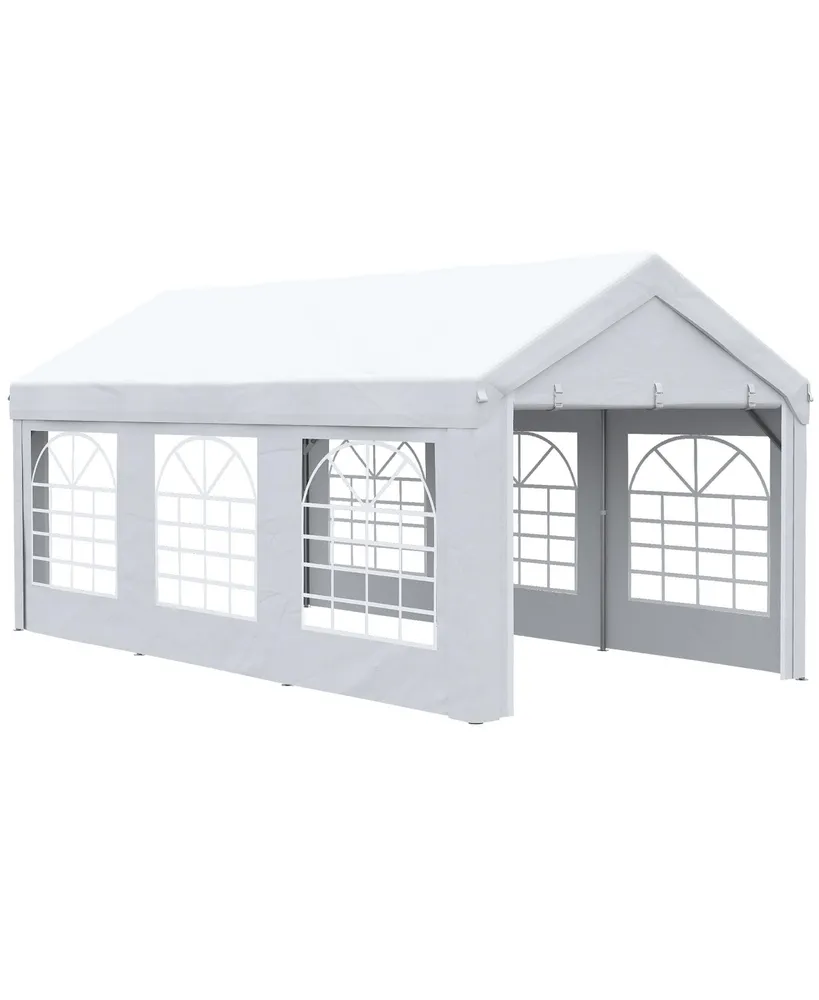 Outsunny 10ft x 20ft Party Tent & Carport, Portable Garage with Sidewalls