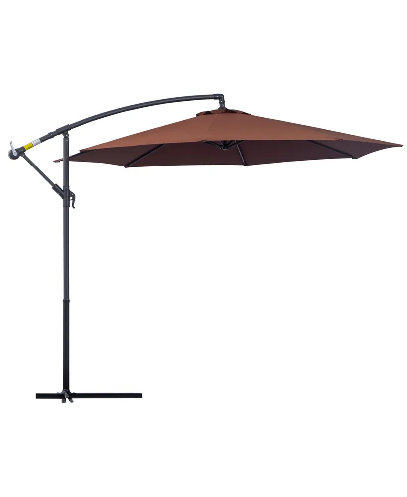 Outsunny 116.25" Cantilever Hanging Tilt Offset Patio Umbrella with Uv & Water Fighting Material and a Sturdy Stand, Brown