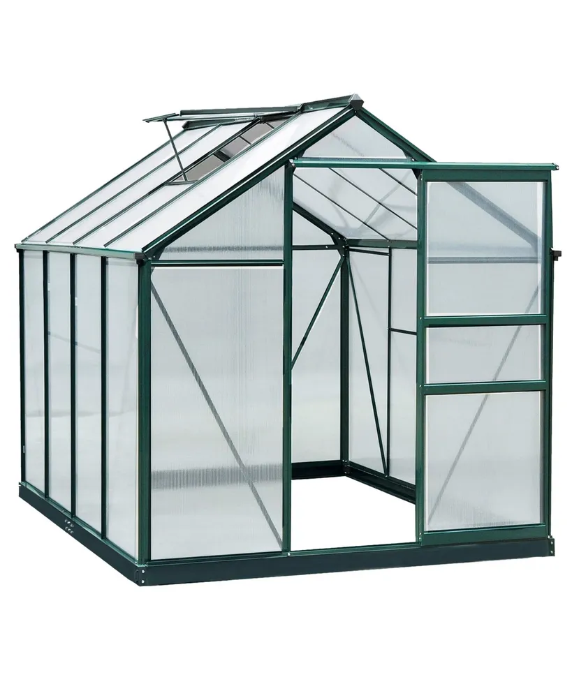 Outsunny 6' x 8' x 7' Polycarbonate Greenhouse Walk-in Plant Greenhouse for Backyard/Outdoor Use with Window and Door, Aluminum Frame, Pc Board