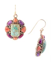 Barse Inca Genuine Multi Stone Round Drop Earrings