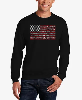 La Pop Art Men's Word Crewneck American Flag Fireworks Sweatshirt
