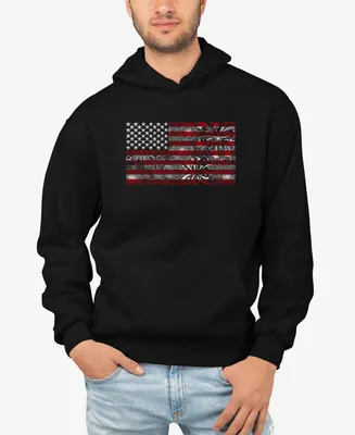 La Pop Art Men's Word Hooded American Flag Fireworks Sweatshirt