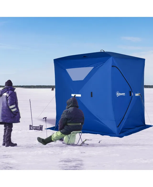 Outsunny 8 Person Ice Fishing Shelter Tent, Light Blue