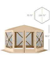 Hexagon Pop Up Party Tent Gazebo w/ Netting, 12' x 12',