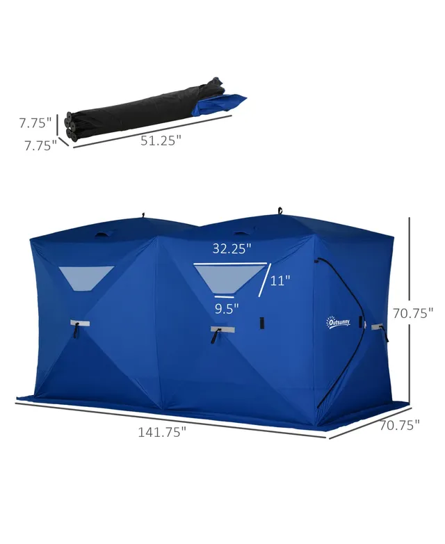 Outsunny 4 Person Insulated Ice Fishing Shelter 360-Degree View, Pop-Up  Portable Ice Fishing Tent with Carry Bag, Two Doors and Anchors for  Low-Temp