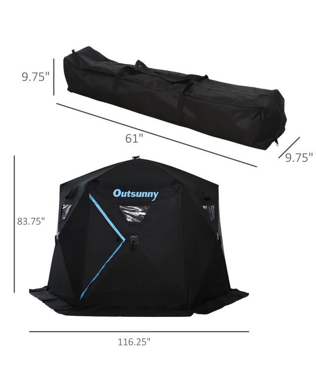 Outsunny Portable 4-6 People Pop-up Ice Fishing Shelter Tent, for -104°F  with Carry Bag & Oxford Fabric Build