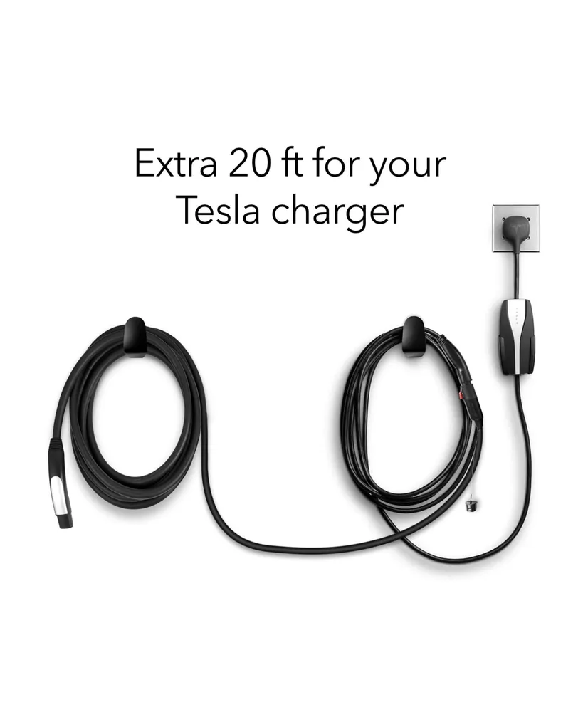 Lectron Ev Charger Extension Cable - Compatible with Tesla - Add an Extra 20 Feet to Your Tesla Charger (1 Pack, Black) (Tesla Charger Not Included)