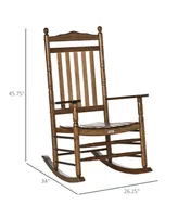 Outsunny Traditional Wooden High-Back Rocking Chair for Porch, Indoor/Outdoor