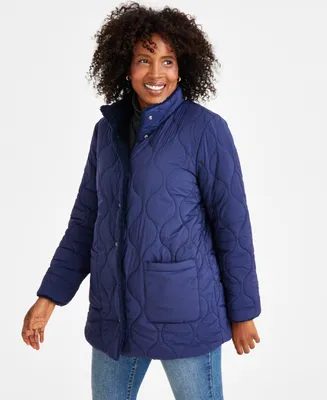Style & Co Petite Reversible Quilted Sherpa Jacket, Created for Macy's