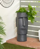 Novogratz Collection Dark Gray Magnesium Oxide Indoor Outdoor Easter Island Head Planter