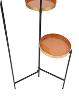 Rosemary Lane Metal Foldable 3 Tier Plant Stand with Enameled Interior, 22" x 18" x 32"