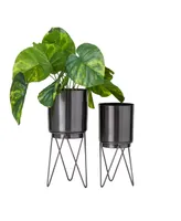 CosmoLiving Gold-Tone Metal Planter with Removable Stand Set of 2