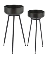 Black Metal Indoor Outdoor Planter Set of 2