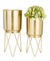 CosmoLiving Gold-Tone Metal Planter with Removable Stand Set of 2