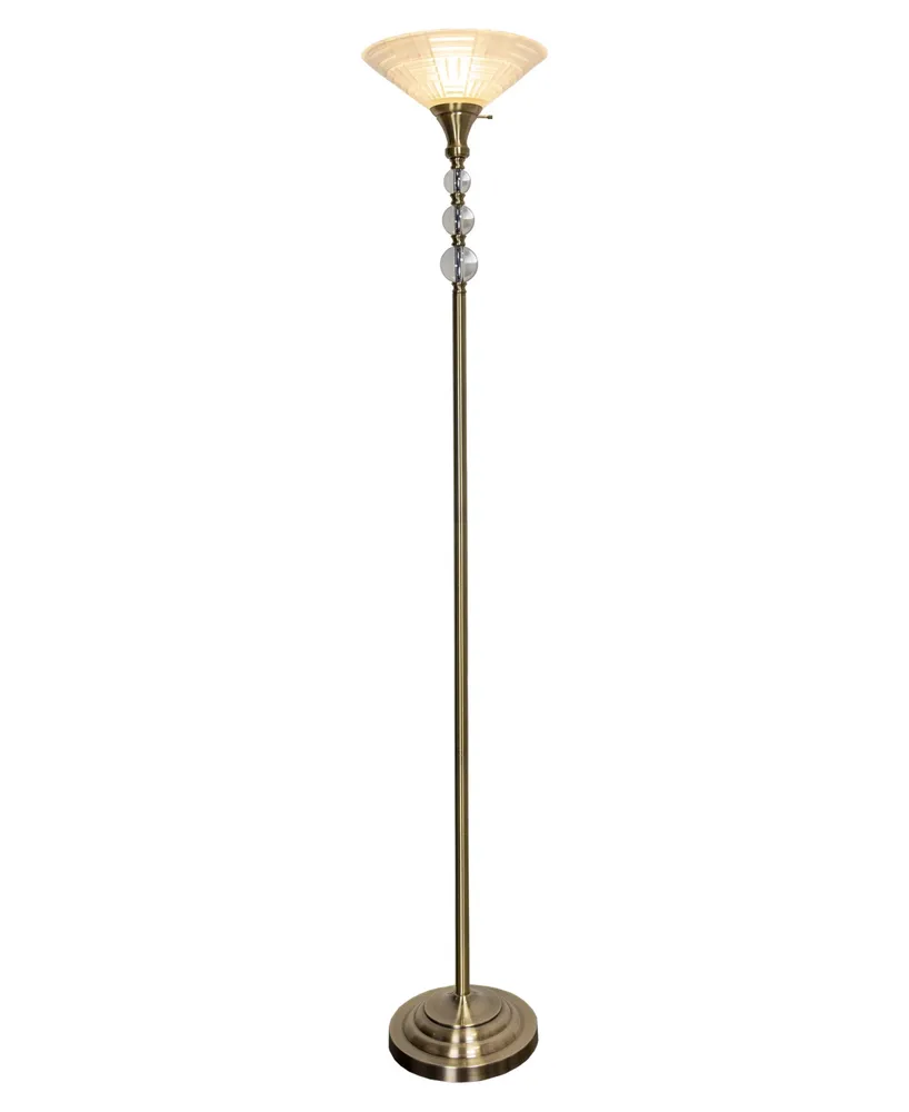 Dale Tiffany Alaris Orb Art Glass Antique-like Brass Torchiere Floor Lamp