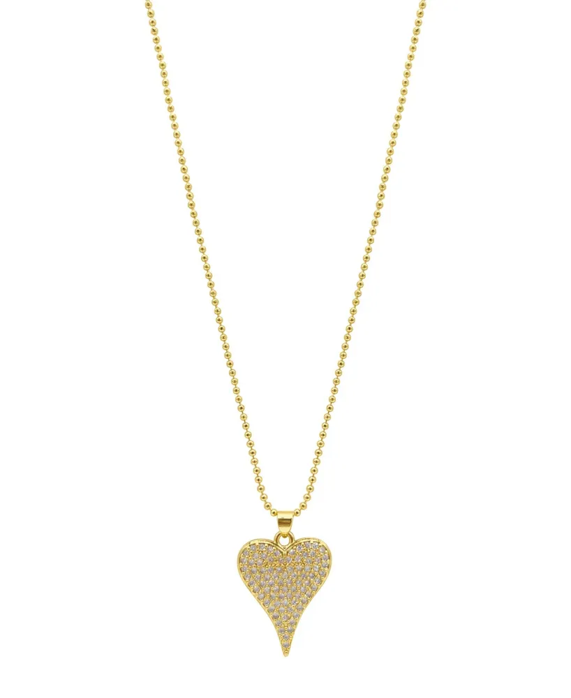 Adornia 18" Chain 14K Gold Plated Crystal Pointy Heart On Ball Necklace