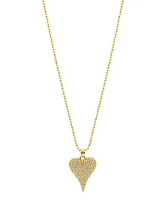 Adornia 18" Chain 14K Gold Plated Crystal Pointy Heart On Ball Necklace