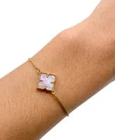 Adornia Adjustable Flower Imitation Mother of Pearl Gold Plated Bolo Bracelet