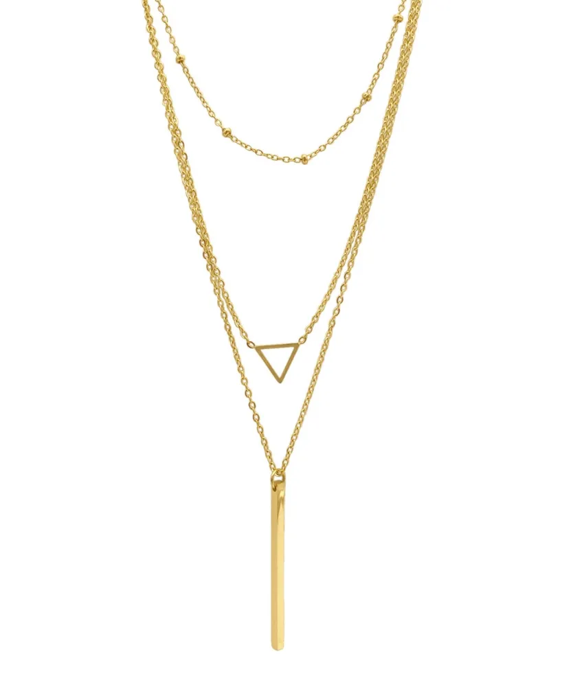 Adornia 15-17" Adjustable 14K Gold Plated Layered Pendant Necklace Set