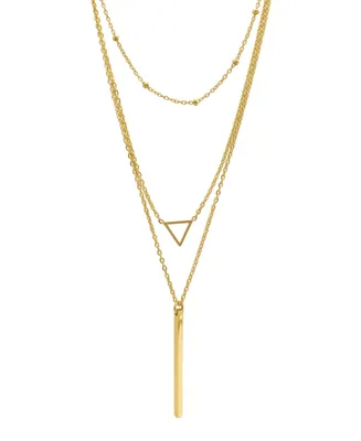 Adornia 15-17" Adjustable 14K Gold Plated Layered Pendant Necklace Set