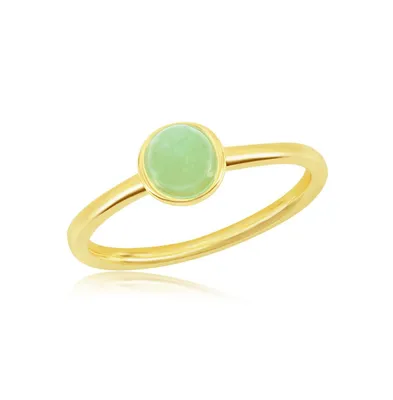 Sterling Silver 5mm Round Jade Solitaire Ring - Gold Plated