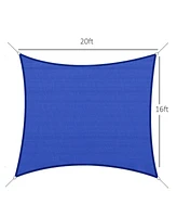 Outsunny 20' x 16' Rectangle Outdoor Patio Sun Sail Shade Canopy, Blue