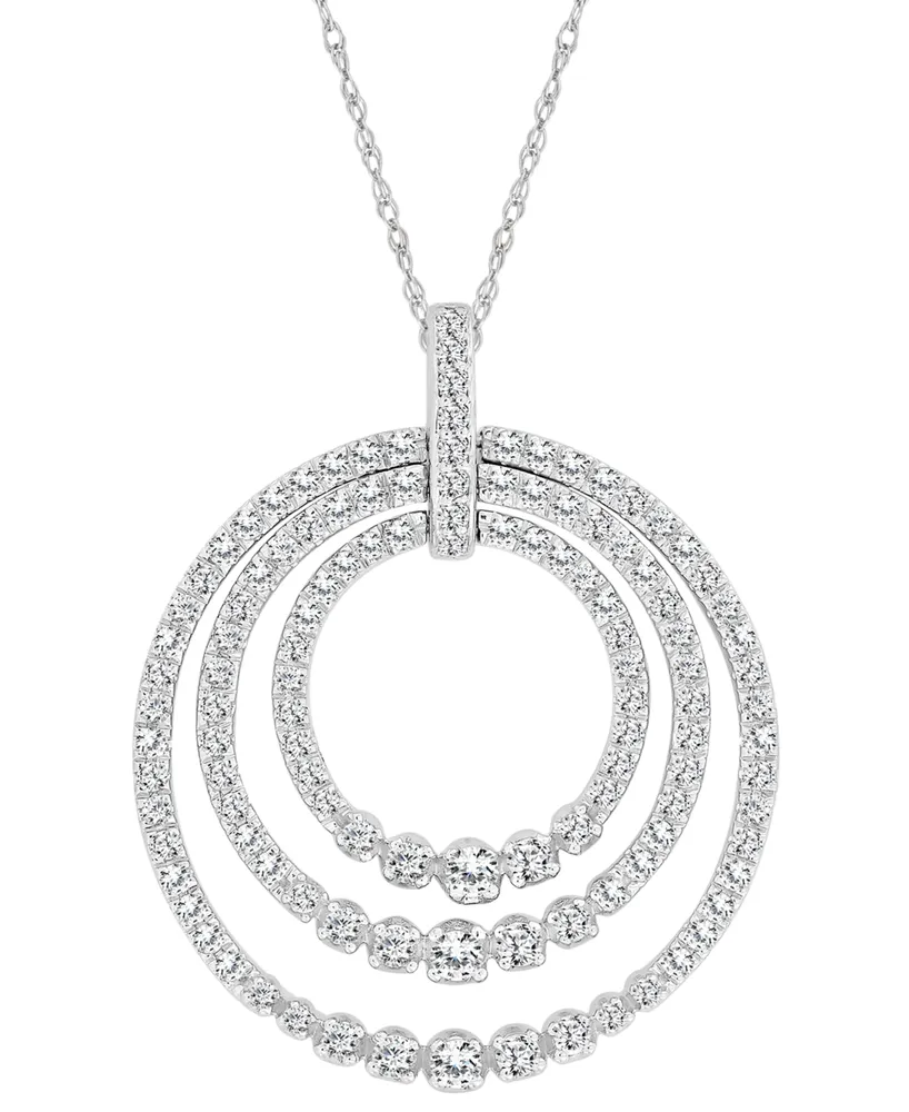 Macy's Diamond Triple Circle 18 Pendant Necklace (1 ct. t.w.) in 14k White  Gold