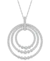 Diamond Triple Circle 18" Pendant Necklace (1 ct. t.w.) in 14k White Gold