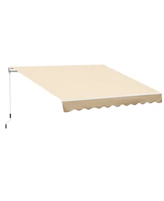 Outsunny 13' x 8' Retractable Awning, Patio Awnings, Sunshade Shelter with Manual Crank Handle