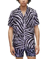 Hugo by Boss Men's Ellino Regular-Fit Zebra-Print Shirt