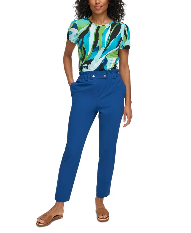 Dkny Petite Paperbag-Waist Skinny Pants, Created for Macy's