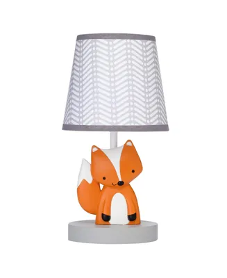 Bedtime Originals Acorn Gray/White/Orange Fox Nursery Lamp with Shade & Bulb