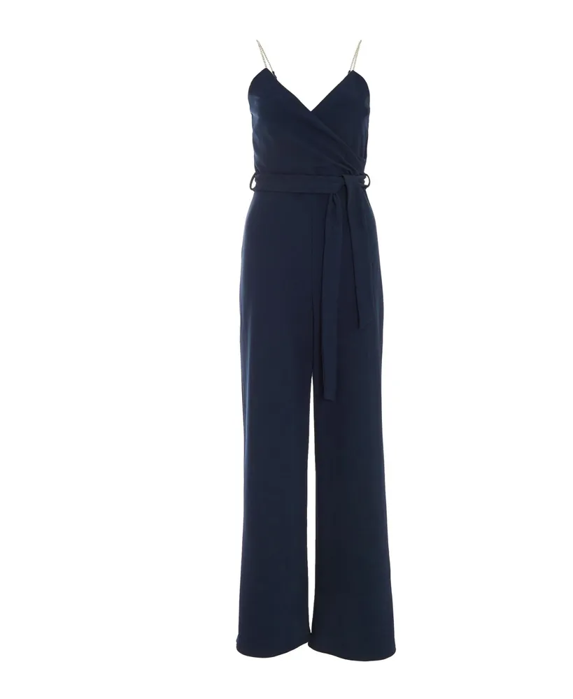 Women's Wrap Embellished Strap Palazzo Jumpsuit