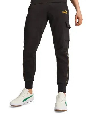 Puma Men's Essentials+ Minimal Metallic Embroidered Logo Fleece Cargo Joggers